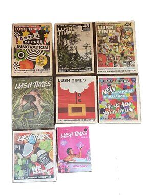 Lot of 8 LUSH Cosmetics Retro "LUSH Times" Catalogs, Bundle #2